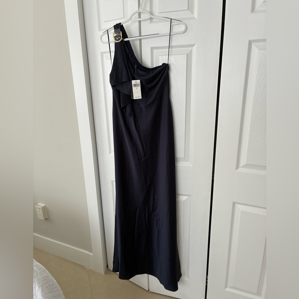 Ralph Lauren Elegant One-Shoulder Navy Dress